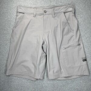 Huk Shorts Next Level Mens M Vented Performance Fishing Outdoor Gray Stretch